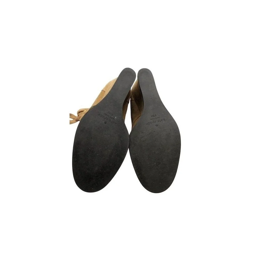 Kate Spade Women's Saundra Suede Wedge Ankle Boots‎ Shoes Size 9.5 Beige